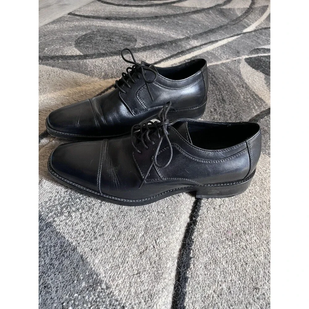 J. Murphy Novick Black Leather Cap Toe Oxford Dress Shoes 8M